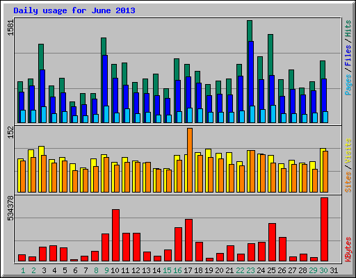 Daily usage for June 2013