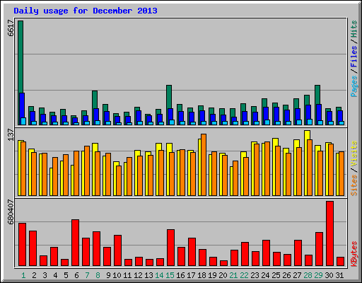 Daily usage for December 2013