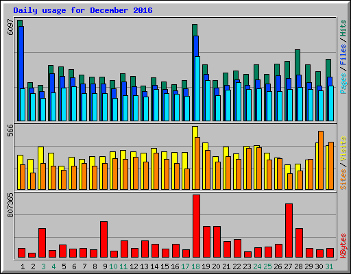 Daily usage for December 2016