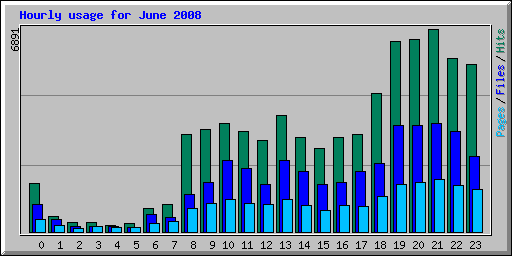 Hourly usage for June 2008