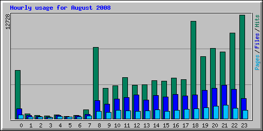 Hourly usage for August 2008