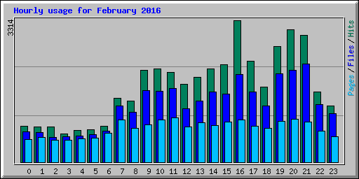 Hourly usage for February 2016